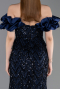 Navy Blue Long Scaly Mermaid Prom Dress ABU5780