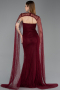 Cherry Colored Long Dantelle Evening Dress ABU5614