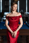 Red Long Satin Evening Dress ABU5976