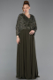 Olive Drab Long Chiffon Formal Plus Size Dress ABU5859