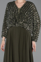 Olive Drab Long Chiffon Formal Plus Size Dress ABU5859