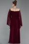 Cherry Colored Long Chiffon Plus Size Evening Gown ABU6068