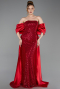 Red Long Beaded Evening Dress ABU5234