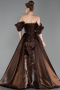 Long Brown Satin Evening Dress ABU6201