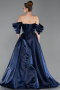 Long Navy Blue Satin Evening Dress ABU6201