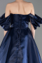 Long Navy Blue Satin Evening Dress ABU6201