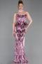Long Powder Color Scaly Evening Dress ABU6202