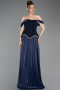 Long Navy Blue Chiffon Evening Dress ABU6203