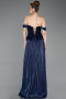 Long Navy Blue Chiffon Evening Dress ABU6203