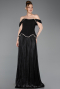 Long Black Chiffon Evening Dress ABU6203