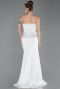 White Long Satin Prom Gown ABU5923