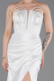 White Long Satin Prom Gown ABU5923