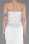 White Long Satin Prom Gown ABU5923
