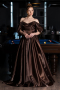 Long Brown Satin Evening Dress ABU6201