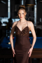 Long Brown Satin Prom Gown ABU6152