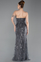Long Anthracite Beaded Evening Dress ABU6205