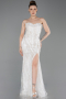 Long White Beaded Evening Dress ABU6205