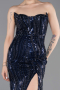 Long Navy Blue Beaded Oversized Evening Dress ABU6206