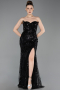 Long Black Beaded Evening Dress ABU6205