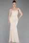 Beige Long Beaded Evening Dress ABU6073