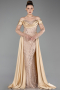 Gold Long Beaded Plus Size Evening Gown ABU6093