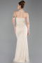 Beige Long Beaded Evening Dress ABU6073