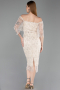 Midi Beige Beaded Cocktail Dress ABK2634