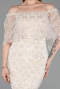 Midi Beige Beaded Cocktail Dress ABK2634