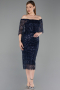 Midi Navy Blue Beaded Cocktail Dress ABK2634
