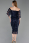 Midi Navy Blue Beaded Cocktail Dress ABK2634
