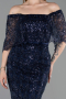 Midi Navy Blue Beaded Cocktail Dress ABK2634