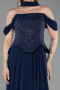 Long Navy Blue Chiffon Evening Dress ABU6221