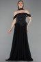 Long Black Chiffon Evening Dress ABU6221