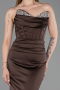 Long Brown Satin Mermaid Prom Dress ABU6222