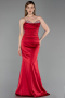 Long Red Satin Mermaid Prom Dress ABU6222