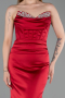 Long Red Satin Mermaid Prom Dress ABU6222