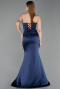 Long Navy Blue Satin Mermaid Prom Dress ABU6222