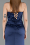 Long Navy Blue Satin Mermaid Prom Dress ABU6222