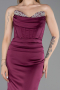 Long Plum Satin Mermaid Prom Dress ABU6222