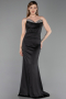 Long Black Satin Mermaid Prom Dress ABU6222