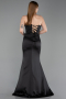Long Black Satin Mermaid Prom Dress ABU6222