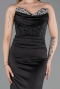 Long Black Satin Mermaid Prom Dress ABU6222