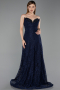 Long Navy Blue Dantelle Evening Dress ABU6229