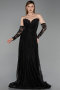 Long Black Dantelle Evening Dress ABU6229