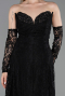 Long Black Dantelle Evening Dress ABU6229