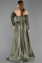 Long Olive Drab Satin Evening Dress ABU6230