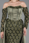 Long Olive Drab Satin Evening Dress ABU6230