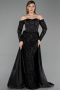 Long Black Satin Evening Dress ABU6230