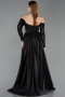 Long Black Satin Evening Dress ABU6230