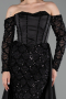 Long Black Satin Evening Dress ABU6230